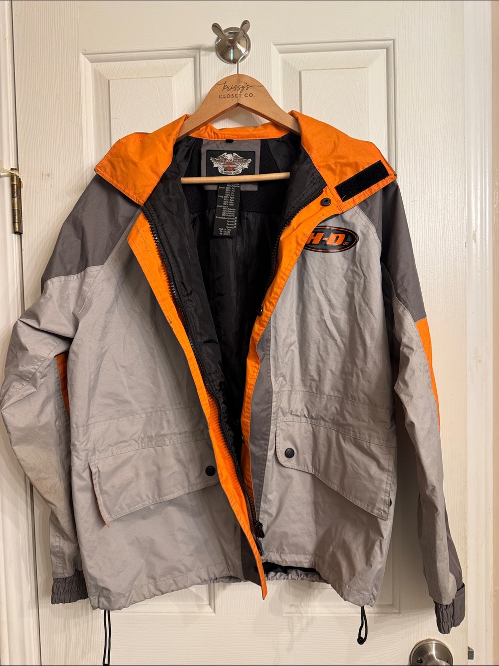 Harley-Davidson Two-Tone Gray and Orange Windbreaker Jacket